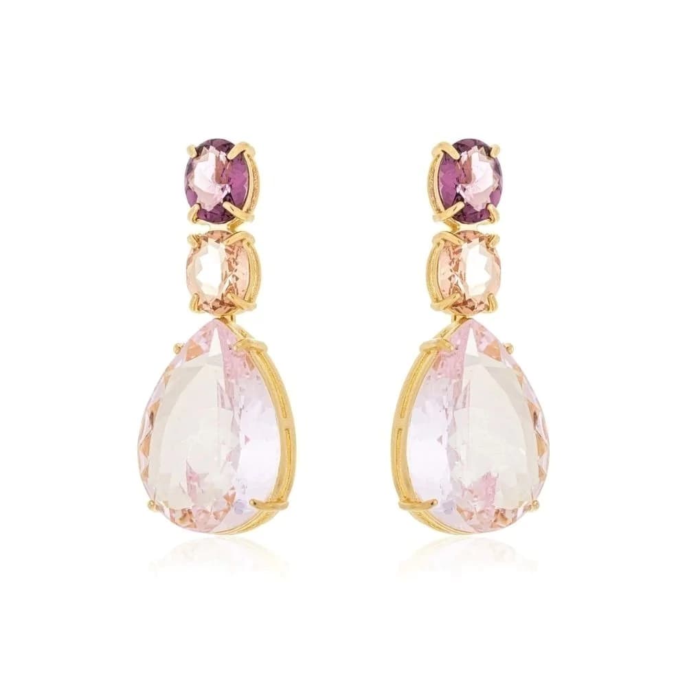 Brinco Oval com Gota Rosa - imagem 1