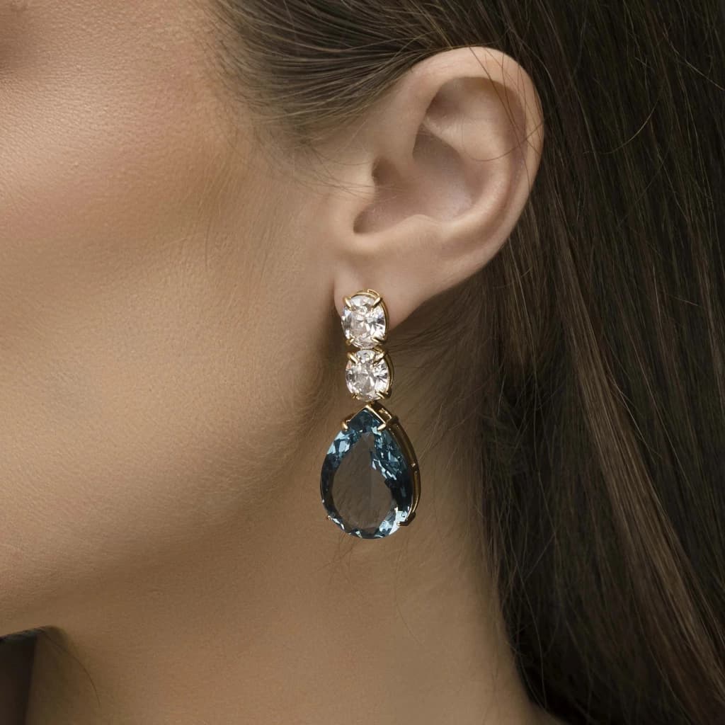 Brinco Oval com Zircônia em Gota - imagem 1