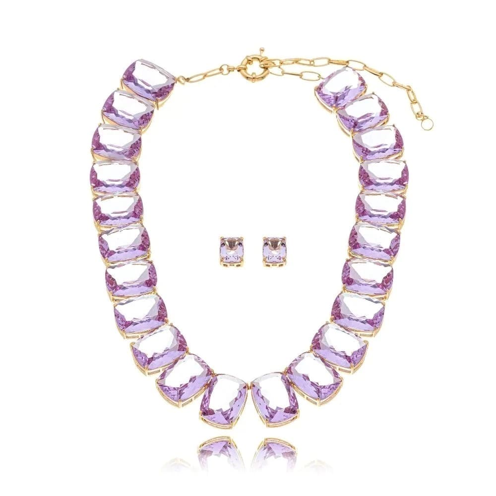 Conjunto Colar + Brinco Riviera Max Lilac - imagem 1