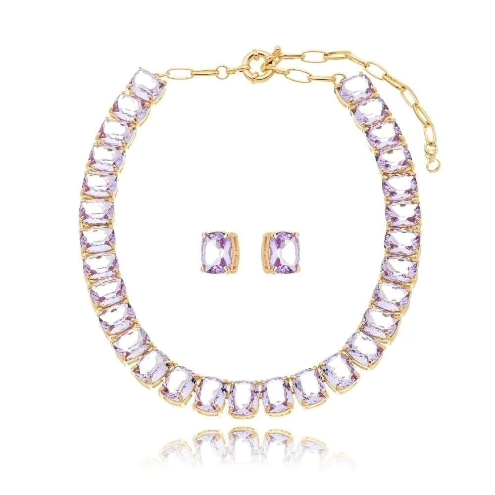 Conjunto Colar + Brinco Riviera Lilac Mini - imagem 1