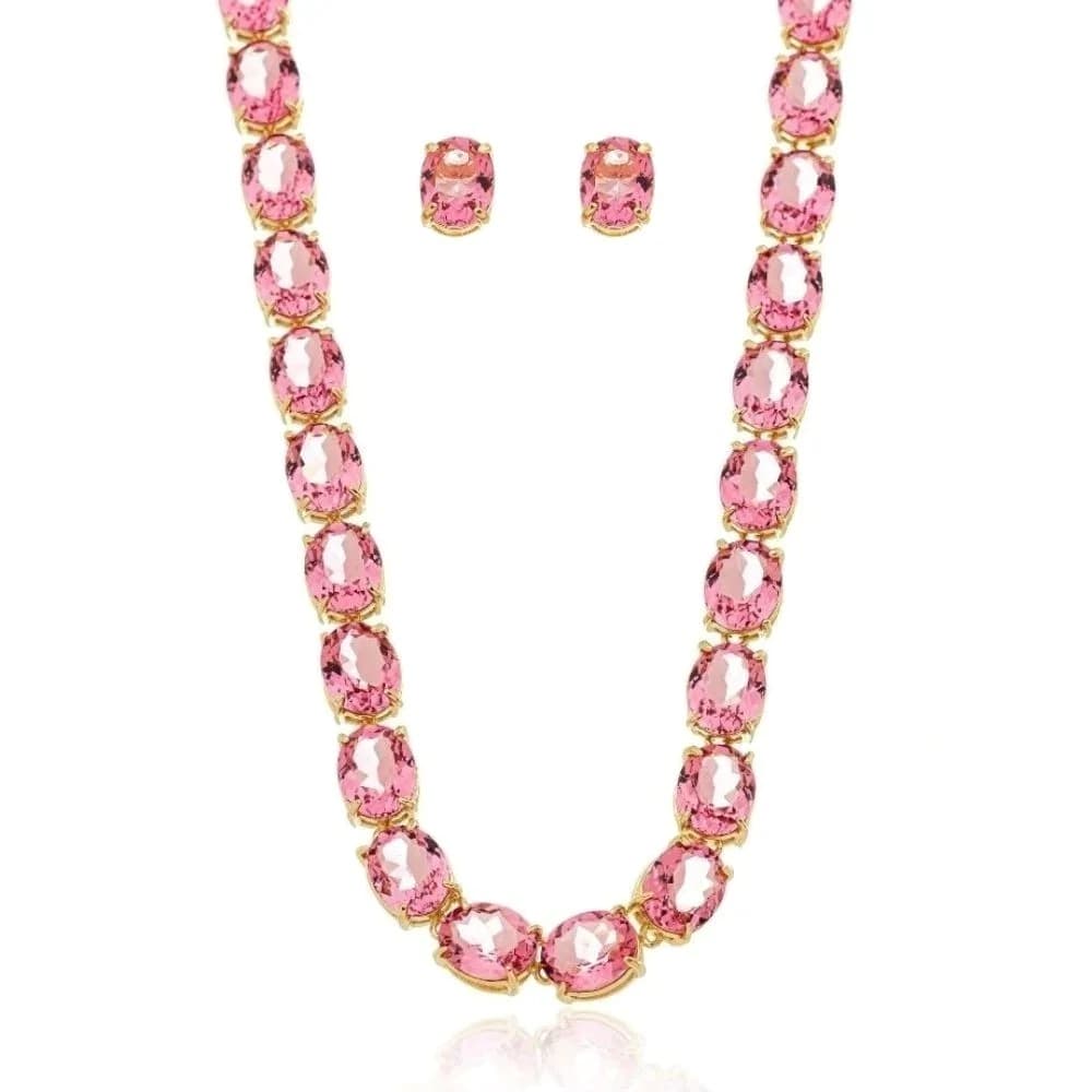 Conjunto Colar + Brinco Safira Rosé - imagem 1