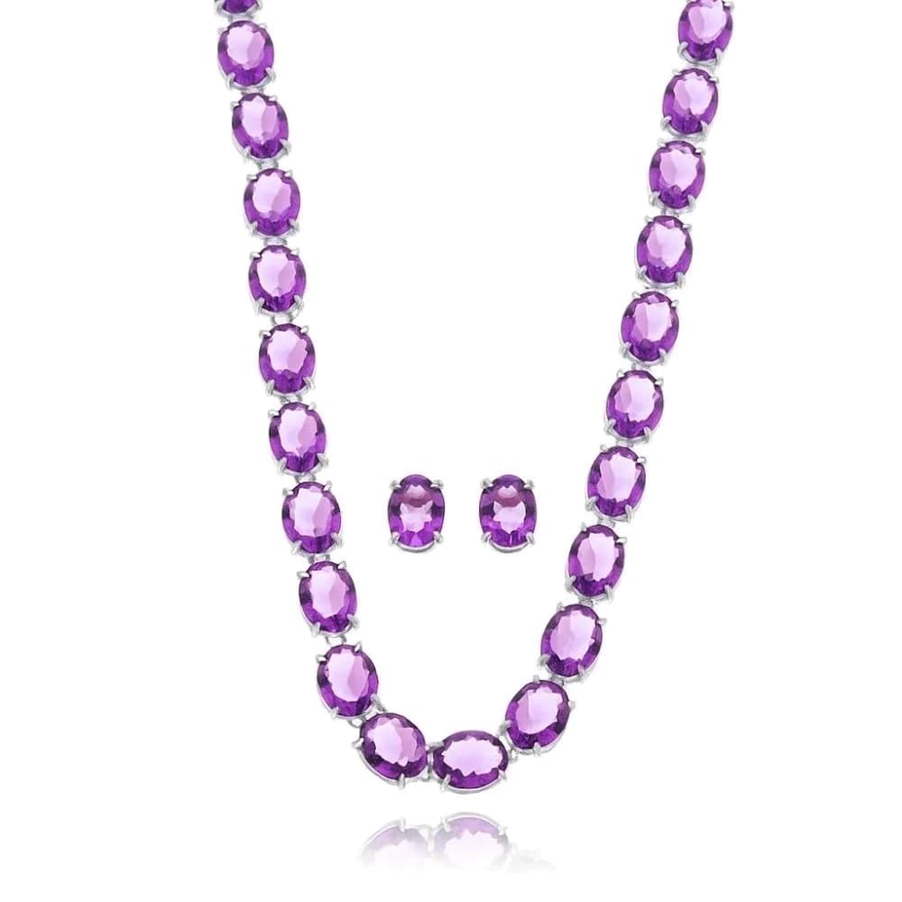 Conjunto Colar + Brinco Ametista -- Ouro 18k - imagem 1