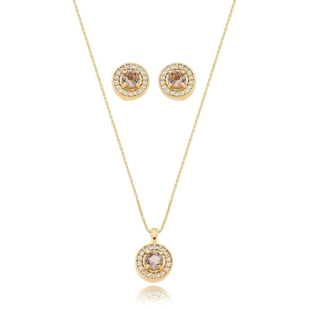 Conjunto Colar + Brinco Lorena Prisma Fumé - imagem 1