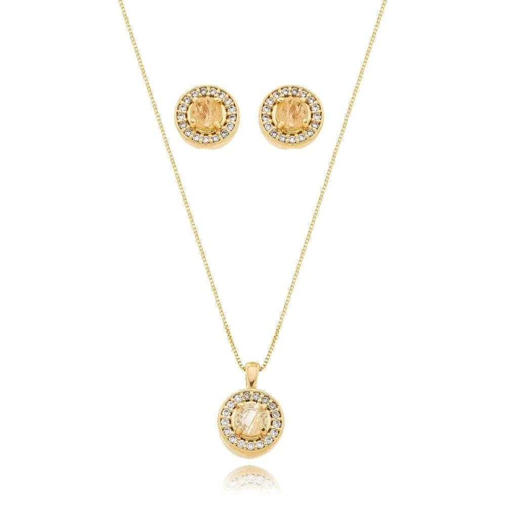 Conjunto Colar + Brinco Lorena Prisma Rutilo - imagem 1