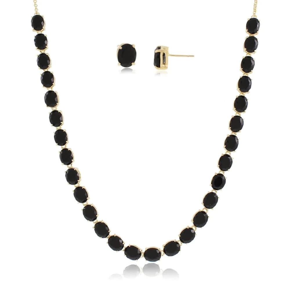 Conjunto Colar + Brinco Onix - ouro 18k - imagem 1