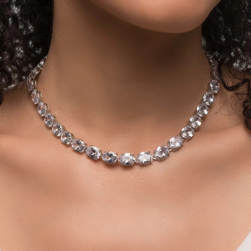 Conjunto Colar + Brinco Zirconia - Banho de diamante - imagem 1