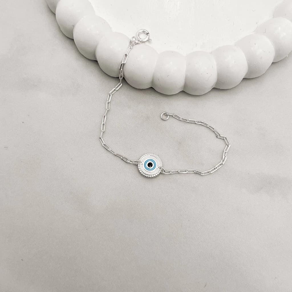 Pulseira Entremeio Medalha Olho Grego 11mm - imagem 1